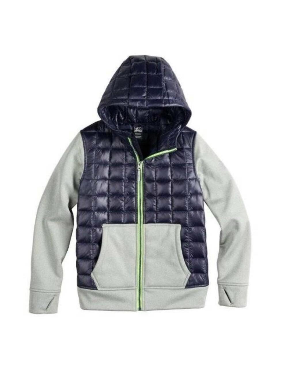 Boys Wind Water Resistant Jacket 18 Hybrid Quilted Silver Blue Zeroxposur